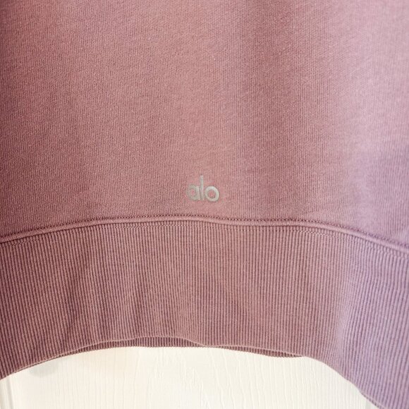 Alo Yoga Freestyle Sweatshirt XS Dusted Plum Purple Pullover Mock Neck Fleece - Picture 5 of 6